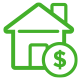 home icon with a dollar sign within a coin